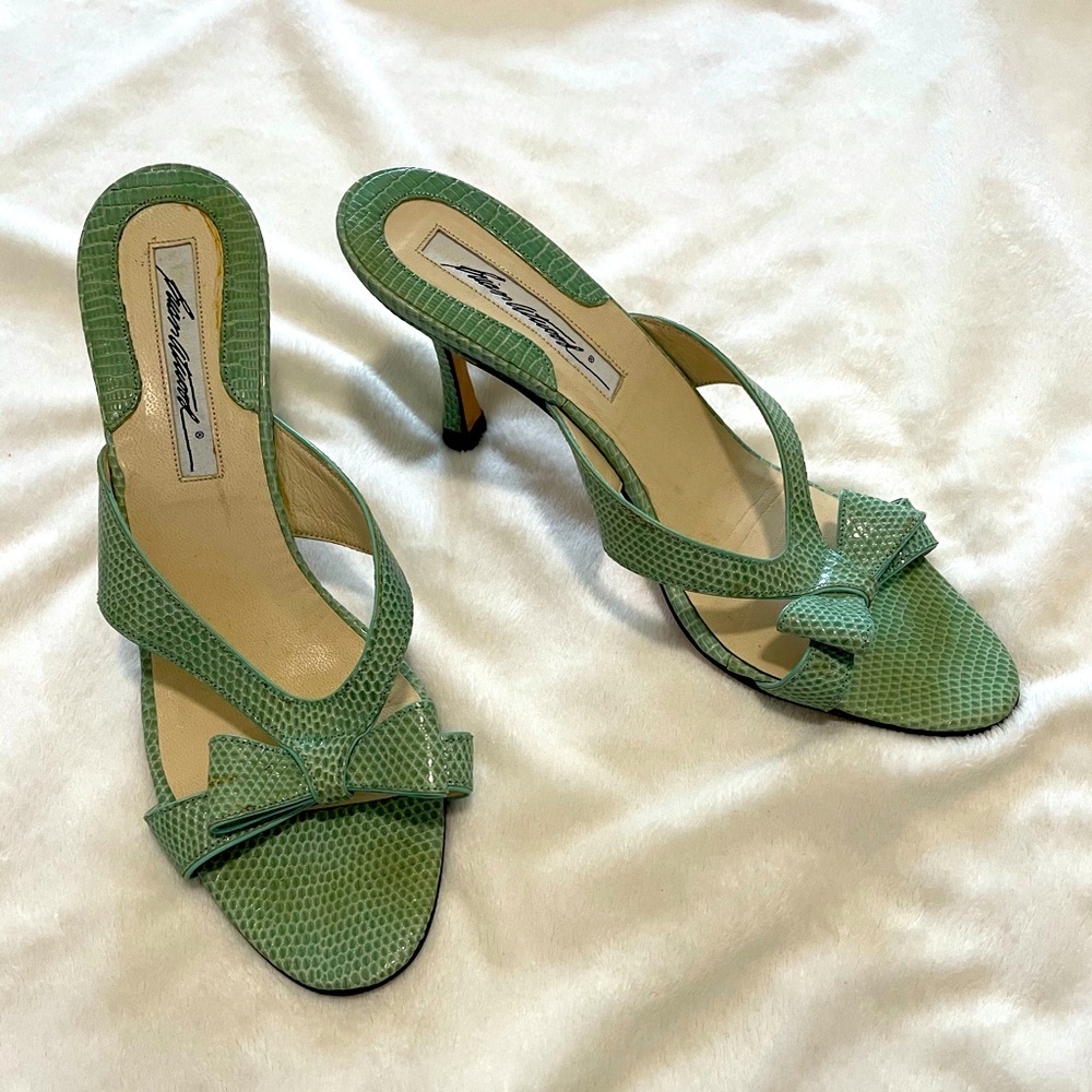 Brian Atwood slip on heels with bow